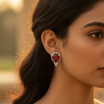 Load image into Gallery viewer, Ruby Stud Earrings in Silver for Women | Gemstone Jewelry