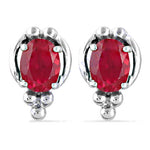 Load image into Gallery viewer, Ruby Stud Earrings in Silver for Women | Gemstone Jewelry