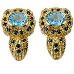 Load image into Gallery viewer, gold plating Blue Topaz Sapphire Earrings for Women | Fine Jewelry