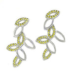 Load image into Gallery viewer, Silver Leaf Earrings with Yellow Gemstones | Women's Jewelry