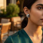 Load image into Gallery viewer, Silver Stud Earrings with Blue Gemstones for Women | Daily Wear