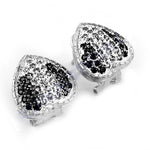 Load image into Gallery viewer, Silver Heart Stud Earrings with Black & White Gemstones