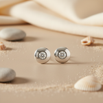 Load image into Gallery viewer, Silver Stud Earrings with White Gemstones | Daily Wear Jewelry