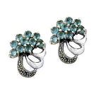 Load image into Gallery viewer, 925 Silver Blue Gemstone Earrings for Women | Floral Jewelry