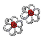 Load image into Gallery viewer, Silver Rose Flower Stud Earrings for Women | Floral Jewelry