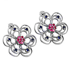 Load image into Gallery viewer, 925 Silver Ruby Sapphire Flower Earrings for Women | Gift