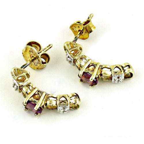 Gold plating ruby & diamond earrings | luxury jewelry for women