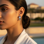 Load image into Gallery viewer, Silver Baguette & Square Diamond Hoop Earrings | Women's Jewelry