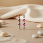 Load image into Gallery viewer, Silver 24 Earrings with Pink Gemstones | Women's Jewelry Gift