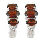 Load image into Gallery viewer, 925 Silver Garnet Hoop Earrings for Women | Gemstone Jewelry