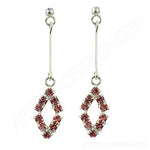 Load image into Gallery viewer, Silver Rhombus Drop Earrings with Pink Gemstones | Women's Jewelry