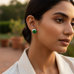 Load image into Gallery viewer, 925 Silver Green Emerald Stud Earrings | Women's Jewelry Gift