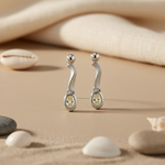 Load image into Gallery viewer, Silver Dangle Earrings with Green Stone for Women | Daily Wear
