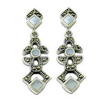 Load image into Gallery viewer, 925 Silver Marcasite Mother of Pearl Earrings for Women