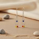 Load image into Gallery viewer, 925 Silver Geometric Drop Earrings with Gemstone Accents