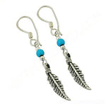 Load image into Gallery viewer, 925 Silver Turquoise Feather Earrings for Women | Dangle Earrings