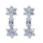 Load image into Gallery viewer, Silver Flower Drop Earrings | Cubic Zirconia | For Women