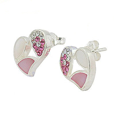 925 silver pink heart stud earrings for women | gift