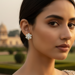 Load image into Gallery viewer, gold plating Diamond Flower Stud Earrings | Women's Floral Jewelry