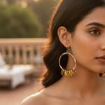 Load image into Gallery viewer, Silver Hoop Earrings with gold plating Accents | Modern Jewelry for Women