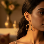Load image into Gallery viewer, Copper Hoop Earrings with gold plating Accents | Unique Jewelry Gift