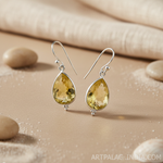 Load image into Gallery viewer, 925 Silver Citrine Teardrop Earrings for Women | Gemstone Jewelry