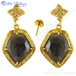 Load image into Gallery viewer, gold plating teardrop dangle earrings with sapphire gemstones and diamond accents, perfect for women.