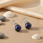 Load image into Gallery viewer, Silver Lapis Lazuli Drop Earrings for Women | Gemstone Jewelry