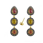 Load image into Gallery viewer, gold plating Ruby & Sapphire Dangle Earrings for Women | Statement Jewelry
