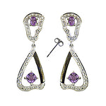 Load image into Gallery viewer, Silver Amethyst Teardrop Earrings for Women | Gemstone Jewelry