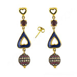 Load image into Gallery viewer, gold plating Dangle Earrings with Garnet & Enamel | Women's Jewelry