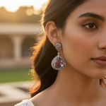 Load image into Gallery viewer, Amethyst Drop Earrings | Silver & Diamond Accent | Women's Jewelry