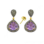 Load image into Gallery viewer, Amethyst Drop Earrings | Silver & Diamond Accent | Women's Jewelry