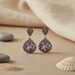 Load image into Gallery viewer, Amethyst Drop Earrings | Silver & Diamond Accent | Women's Jewelry