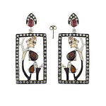 Load image into Gallery viewer, Gemstone Rectangular Earrings for Women | Statement Jewelry