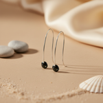 Load image into Gallery viewer, Silver Drop Earrings with Black Gemstone for Women