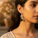 Load image into Gallery viewer, 925 Silver Leaf Black Onyx Drop Earrings for Women
