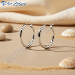 Load image into Gallery viewer, Silver Hoop Earrings for Women | Simple Round Design
