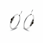 Load image into Gallery viewer, Silver Hoop Earrings with Black Stone | Daily Wear for Women