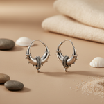 Load image into Gallery viewer, Silver Hoop Earrings | Tribal Design | For Women