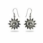Load image into Gallery viewer, 925 Silver Sun Face Earrings | Women's Dangle Earrings