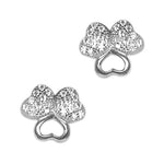 Load image into Gallery viewer, Silver Heart Stud Earrings for Women | Crystal Embellished