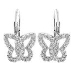 Load image into Gallery viewer, Silver Butterfly Earrings with Diamonds | Women's Jewelry Gift