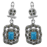 Load image into Gallery viewer, 925 Silver Marcasite Turquoise Earrings for Women | Gift Jewelry