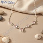 Load image into Gallery viewer, 925 Silver Rose Quartz Necklace for Women | Gemstone Jewelry