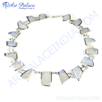 Load image into Gallery viewer, Sterling silver chain necklace with irregular-shaped moonstone gemstones against a white background.