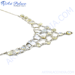 Load image into Gallery viewer, Sterling silver necklace with multiple mother of pearl stones, a beautiful piece of fashion jewelry.