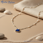 Load image into Gallery viewer, Silver Lapis Lazuli Necklace with Pearls for Women | Elegant Jewelry