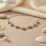 Load image into Gallery viewer, Silver Flower Necklace | Crystal Floral Necklace for Women