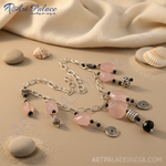 Load image into Gallery viewer, Rose Quartz Chain Necklace | Sterling Silver Gemstone Jewelry
